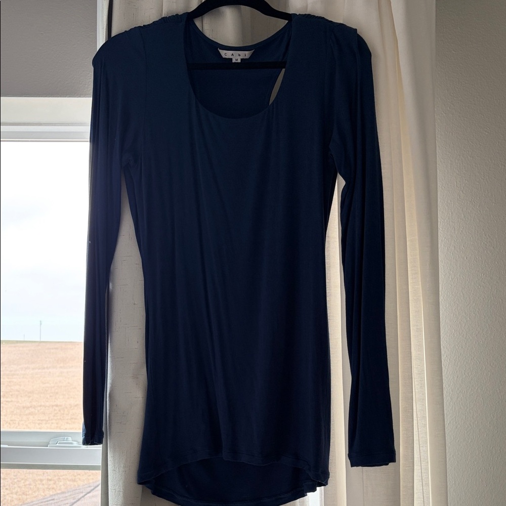 CAbi Navy Long-Sleeve Square Neck Women's Top